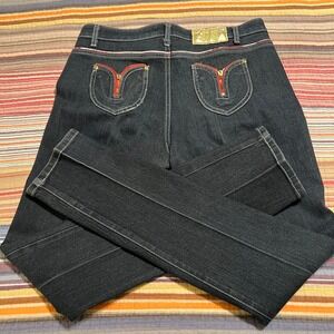 SB Jeans Women's Dark Wash Denim Jeans Red Zipper Pocket Size 15‎